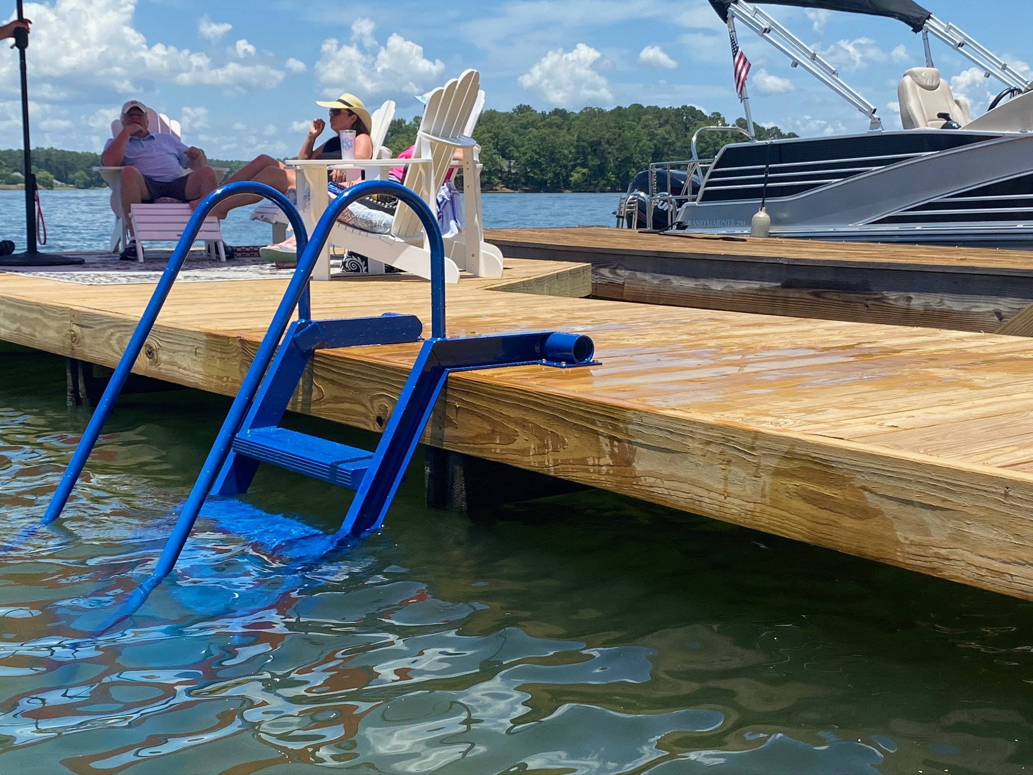 Blue WetSteps ladder on dock